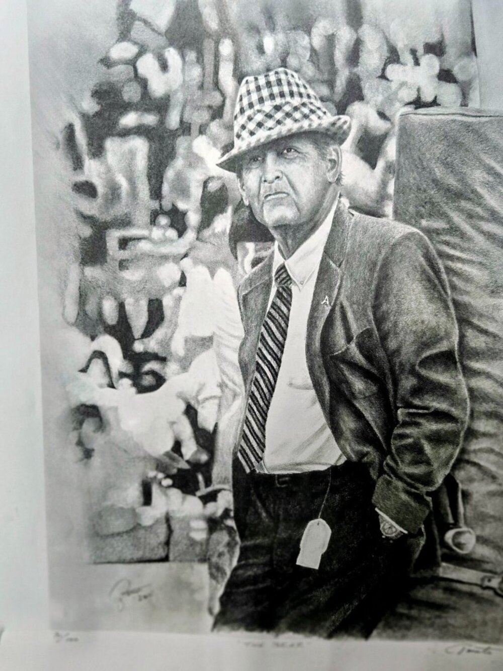 Paul "Bear Bryant 18x24 Original Limited "Pencilman" sketch (31 out of 100)